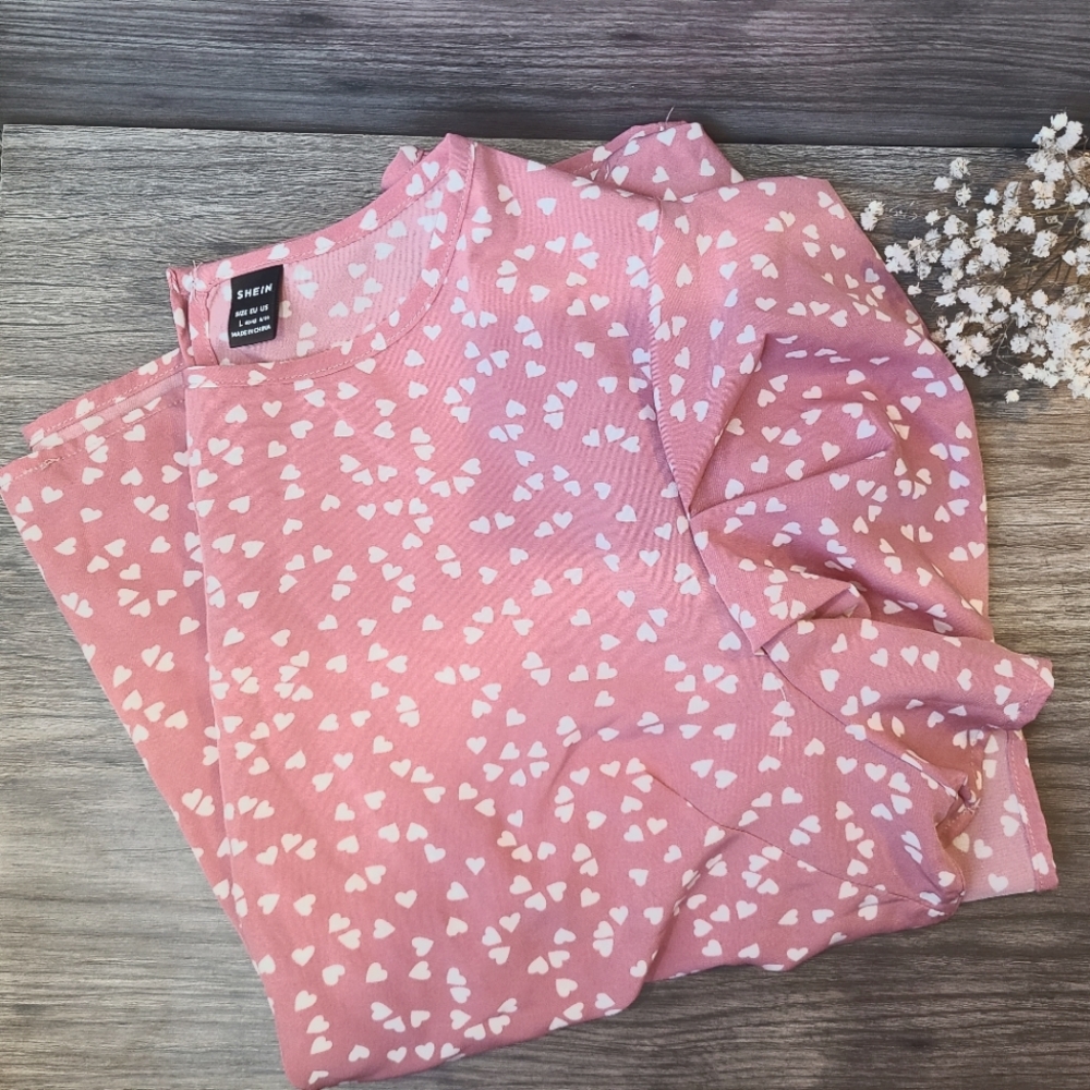 Ruffle Sleeve Heart Blouse